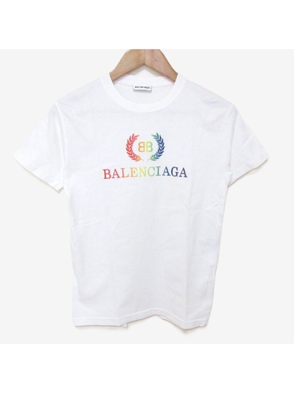 Balenciaga Gradient Logo Short Sleeve Crew Neck T-Shirt White